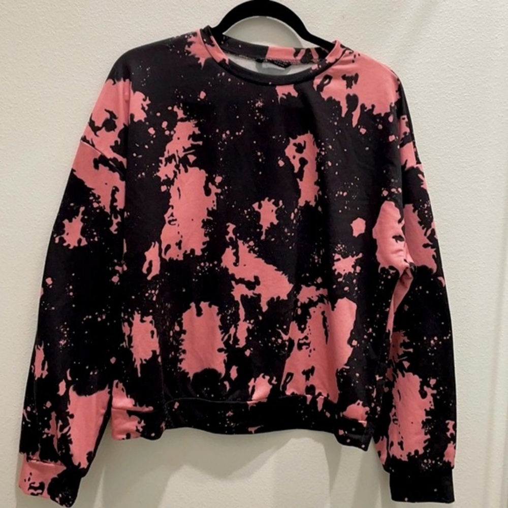SHEIN pink and black tie dye sweater. Size L / 8/10